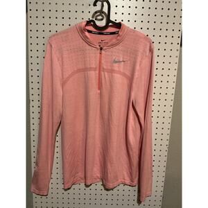 Nike Golf Womens Active Dri 1/4 Zip Top Salmon Medium Running Used